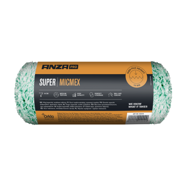 Anza Pro verfroller - MicMex muur- & plafond verfroller - anti-spat - 18cm