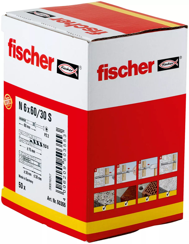 Fischer nagelplug N 6X60 Z 50 stuks