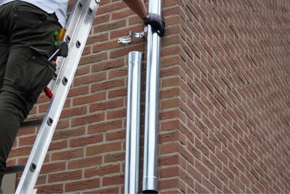 De regenpijp plaatsen