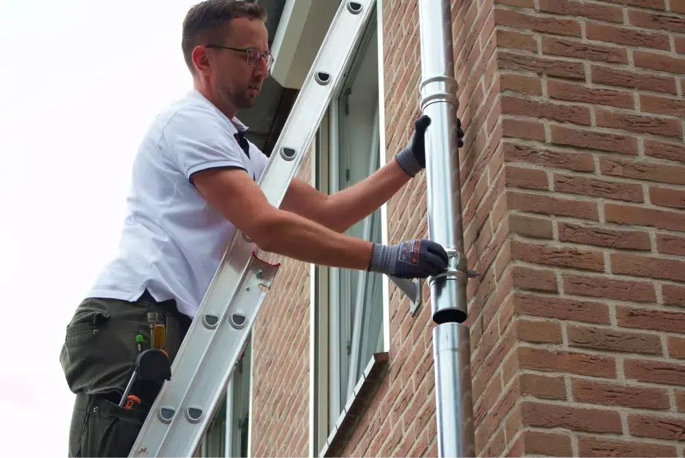 De regenpijp plaatsen