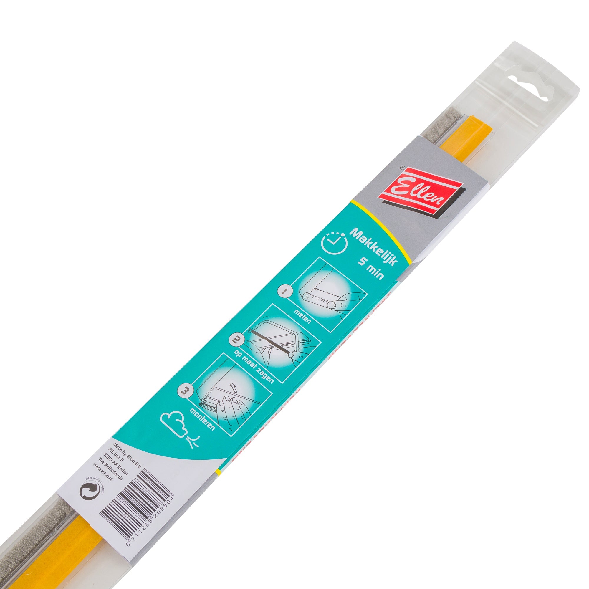 Ellen zelfklevende tochtstrip transparant met borstel - kieren tot 20mm - 100cm