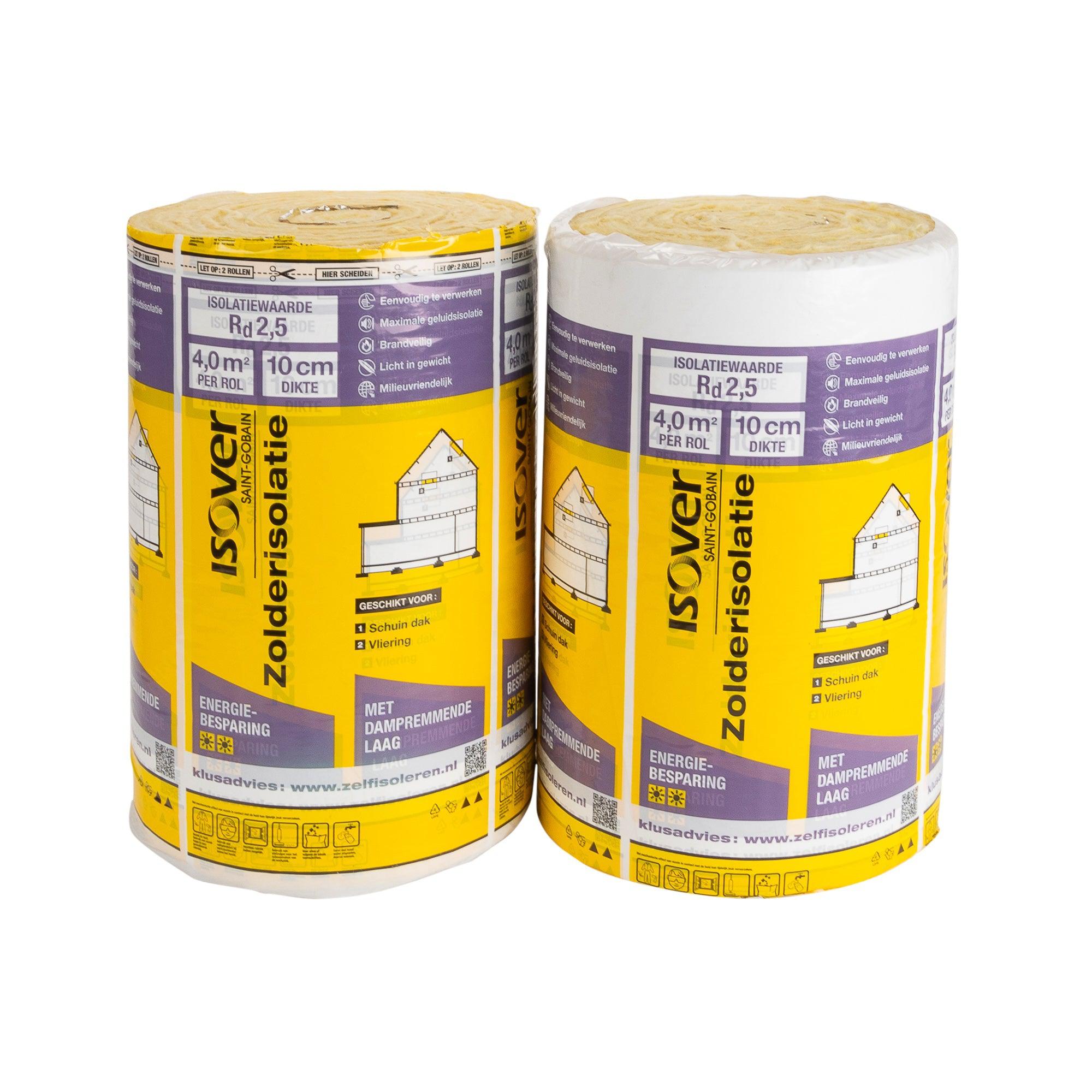 Isover glaswol isolatierol met dampremmende folie - Rd2.5 - 60x10cm - 4m2