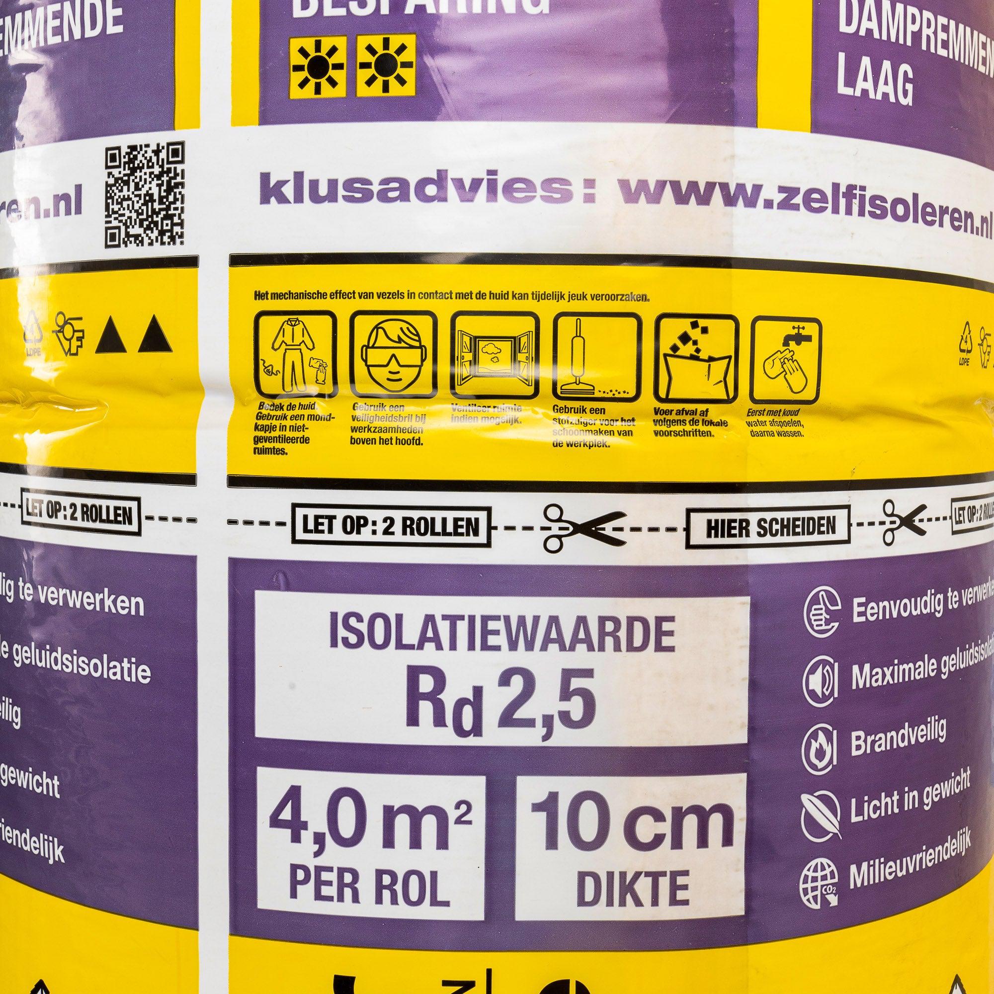 Isover glaswol isolatierol met dampremmende folie - Rd2.5 - 60x10cm - 4m2