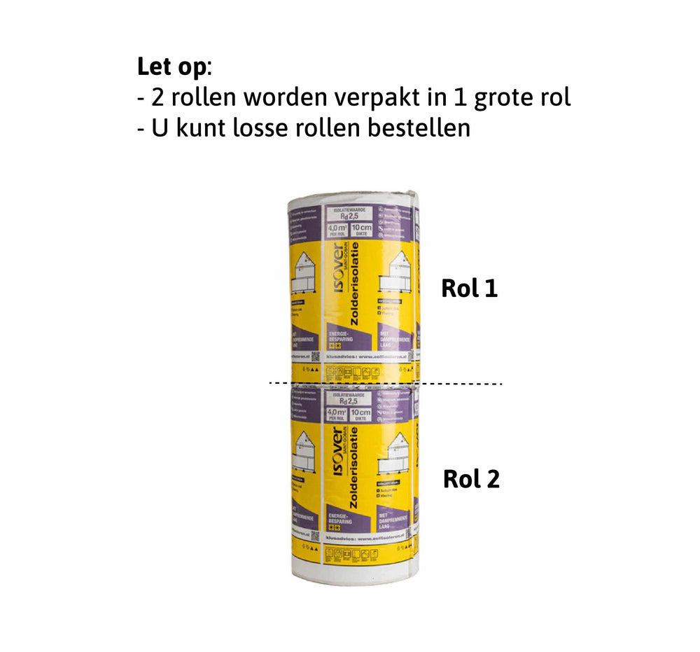 Isover glaswol isolatierol met dampremmende folie - Rd2.5 - 60x10cm - 4m2